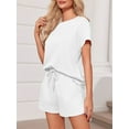 thumbnail image 4 of Short Sleeve Womens 2 Piece Lounge Sets Casual Shirt & Shorts Sets, 4 of 6