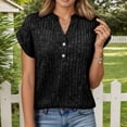 thumbnail image 2 of DHFJKG Womens Summer Top Batwing Short Sleeve T Shirt Soft Texture Ribbed Relaxed Fit Button Up Solid Color Comfy Tops, 2 of 5