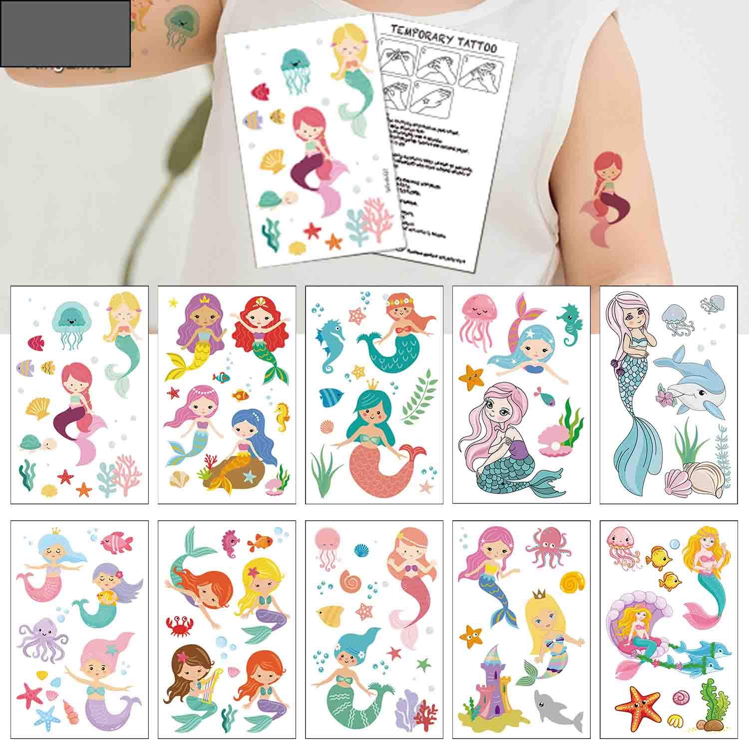 Mermaid Temporary Tattoos(80 designs) - IGUOHAO Fake Mermaid Assorted Temporary  Tattoos For Kids Children Girls Birthday Party Favors Supplies Party  Accessories Mermaid | Walmart Canada