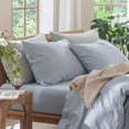 thumbnail image 3 of MooMee Pillowcases 100% Washed Cotton Linen Like Textured Envelope Closure Set of 2 (Cornflower Blue, Standard), 3 of 5