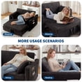 thumbnail image 2 of Pull-Out Couch Bed – Corduroy Loveseat Sofa with USB Charging, Adjustable Back, Side Storage Pockets, No Assembly Needed, 48-55 Inch Wide, 2 of 8
