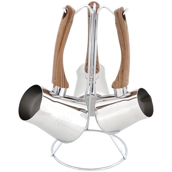 Serenk Definition 4 Pieces Stainless Steel Coffee Pot Set with Stand, 2-3-4 Cups