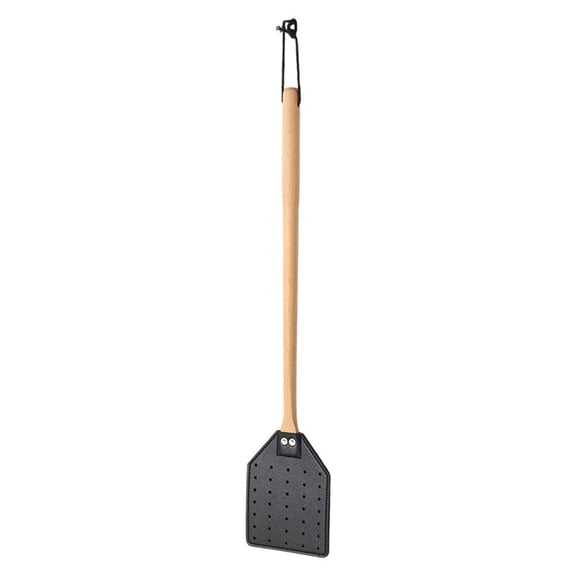 IFRINID Fly Swatter with Wooden Handle, PU Leather Insect Swatter for Indoor Outdoor Home Kitchen Patio Use