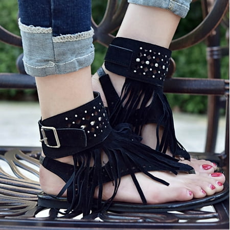 

HIBRO Summer New Fashion Tassel Open Toe Diamond Flip Flop Women s Sandals