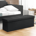 thumbnail image 3 of Magshion 43" Folding Ottoman with Storage, PU Leather Storage Ottoman Bench, Modern Storage Footstool for Living Room Bedroom Entryway, Black, 3 of 9