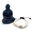thumbnail image 3 of Handcrafted White Compressed Turquoise Laughing Buddha Feng Shui Bracelet for Men, Women, Gemstone Beaded Bracelet, Good Luck, Wealth, and Protection, Handmade Fashion Jewelry, White, Adjustable Size, 3 of 6