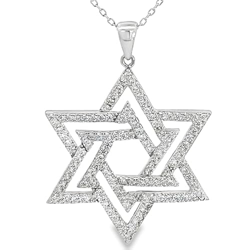 My Daily Styles Womens 925 Sterling Silver Large Star of David CZ Pendant