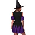 thumbnail image 2 of Lucakuins Disfraz de bruja de Halloween para mujer, vestido de manga corta de lujo, conjunto de sombrero de bruja, trajes de cosplay Lucakuins  moda, 2 of 8
