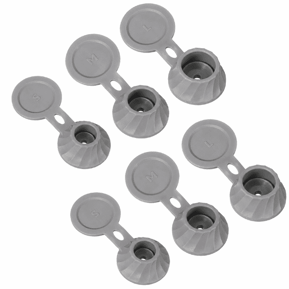6 Pcs Bottle Emptying Caps Kit (Grey), 3 Sizes Inverted Leak-Proof Flip-Top Bottle Caps, Upside Down Shampoo and Lotion Dispenser