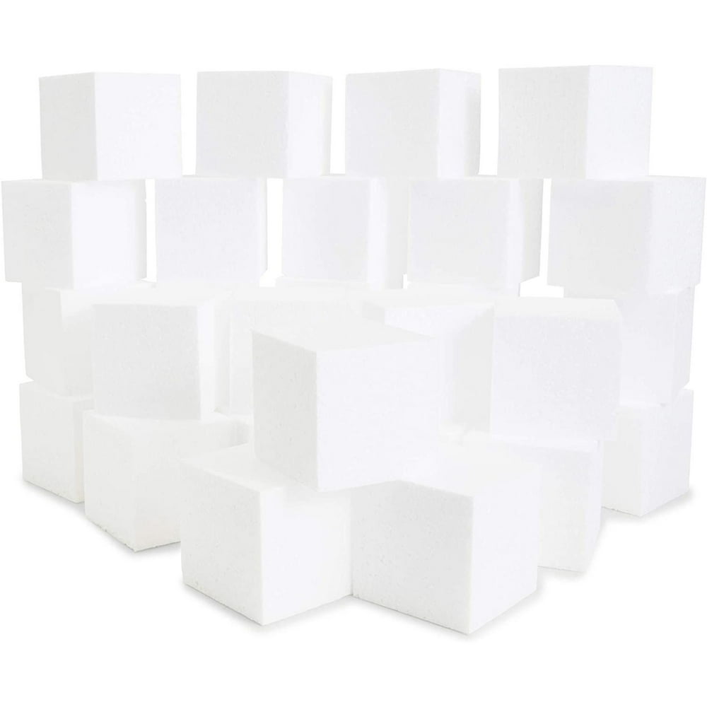 30 Pack Craft Foam Cube Block Polystyrene Foam Brick for DIY Project, 3