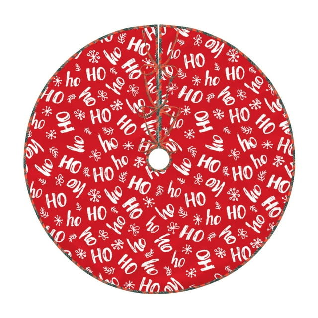 Fotbe Jupe de Sapin de Noël Motif Hoho, Jupes de Sapin en Peluche Décorations de Noël, Jupes de Sapin de Noël Décorations de Fête-48 Pouces