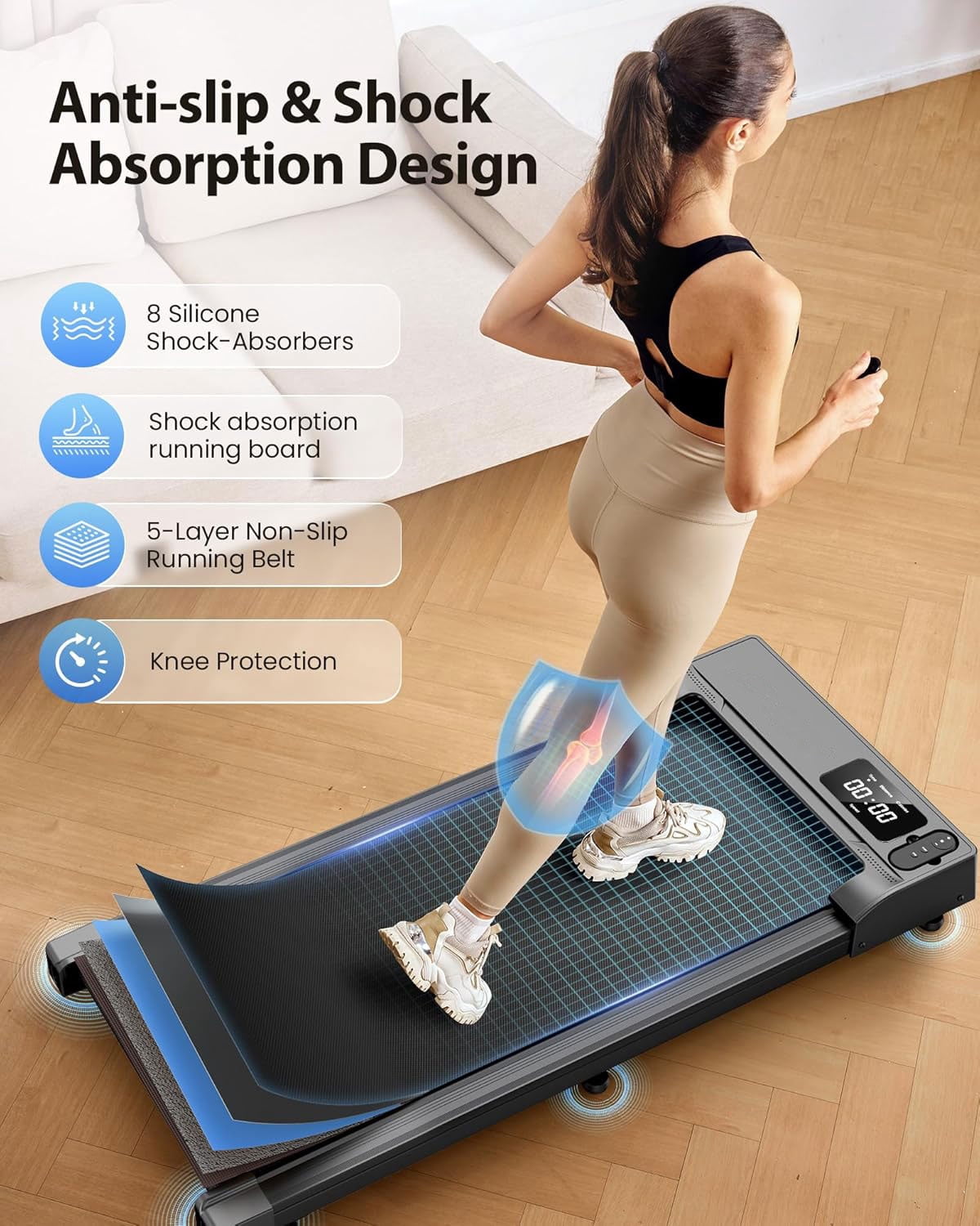Walking Pad-Under Desk Treadmill for Home&Office,Patbrela Portable Walking Treadmill 2.5HP,3 in 1 Walking Pad for Walking Jogging Machine with 300 lbs Weight Capacity Remote Control LED Display