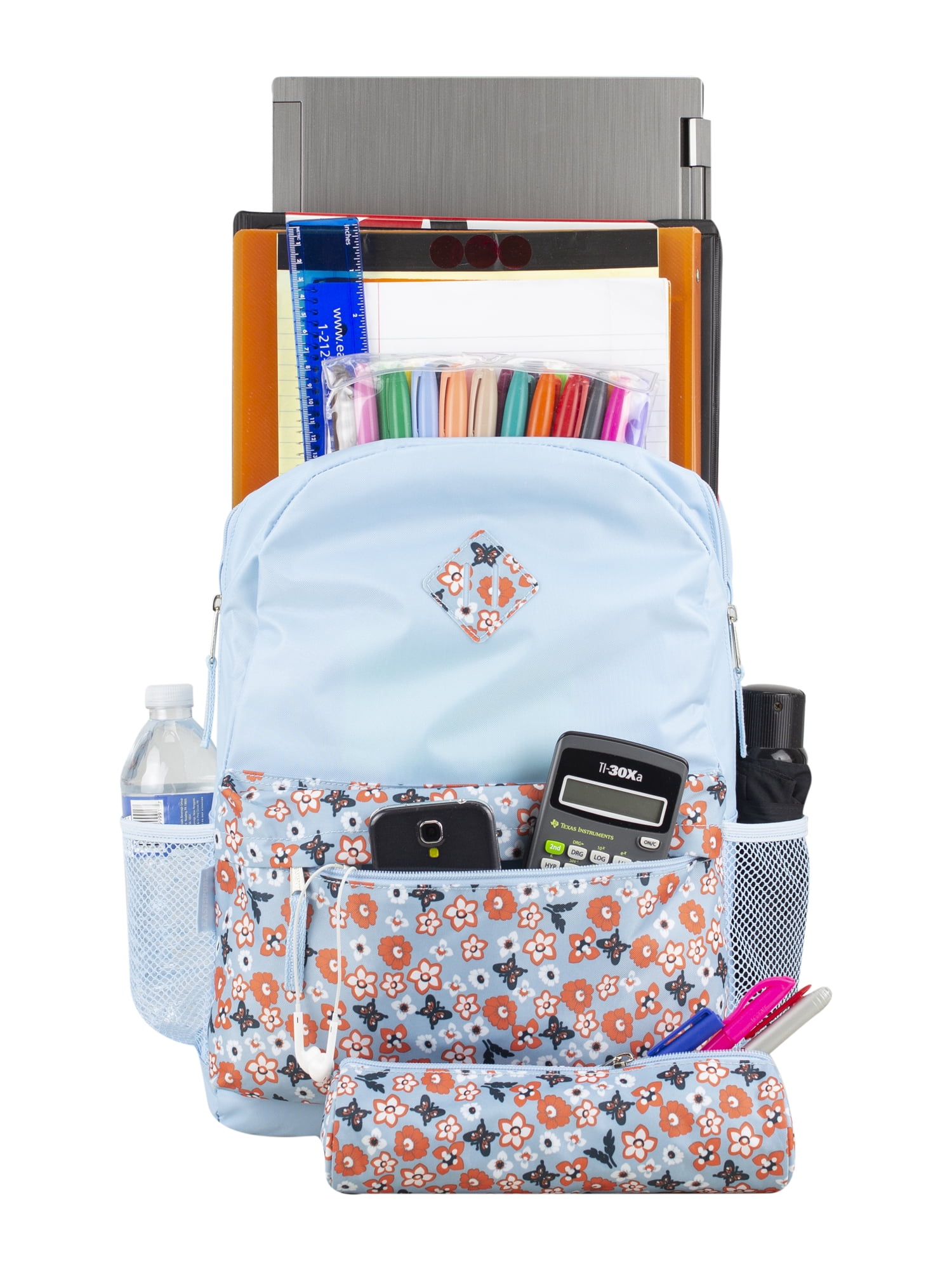 Eastsport Classic Dome Backpack with Matching Pencil Case, Butterfly Flowers