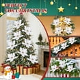 thumbnail image 4 of EcoSummer 12PCS Glitter Magnolia Flowers for Christmas - 12 Inch Velvet Artificial Flowers with Pearls for Xmas Tree, Wreaths, Centerpieces (Boxed),White, 4 of 7