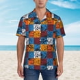 thumbnail image 2 of Yiaed colorful plaid Dinosaur Print Hawaiian Shirt for Men Short Sleeve Button Down Shirts Beach Shirts for Men,Large, 2 of 7