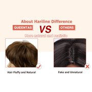 QUEENTAS Mullet Wig Short Brown Wigs for Women Synthetic Brown Wig with Bangs Mix Blonde Highlights