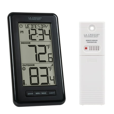 La Crosse Technology Wireless Digital Black Thermometer with Indoor Humidity - Black, 308-43647-INT