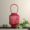 thumbnail image 3 of Kaemingk 20" Tropicalia Blush Red Cabana Tiki Bar Votive Candle Holder Lantern, 3 of 3