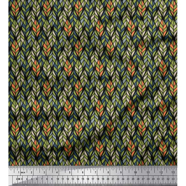 Soimoi Rayon Fabric Leaves Small Print Fabric by The Yard 56 Inch Wide