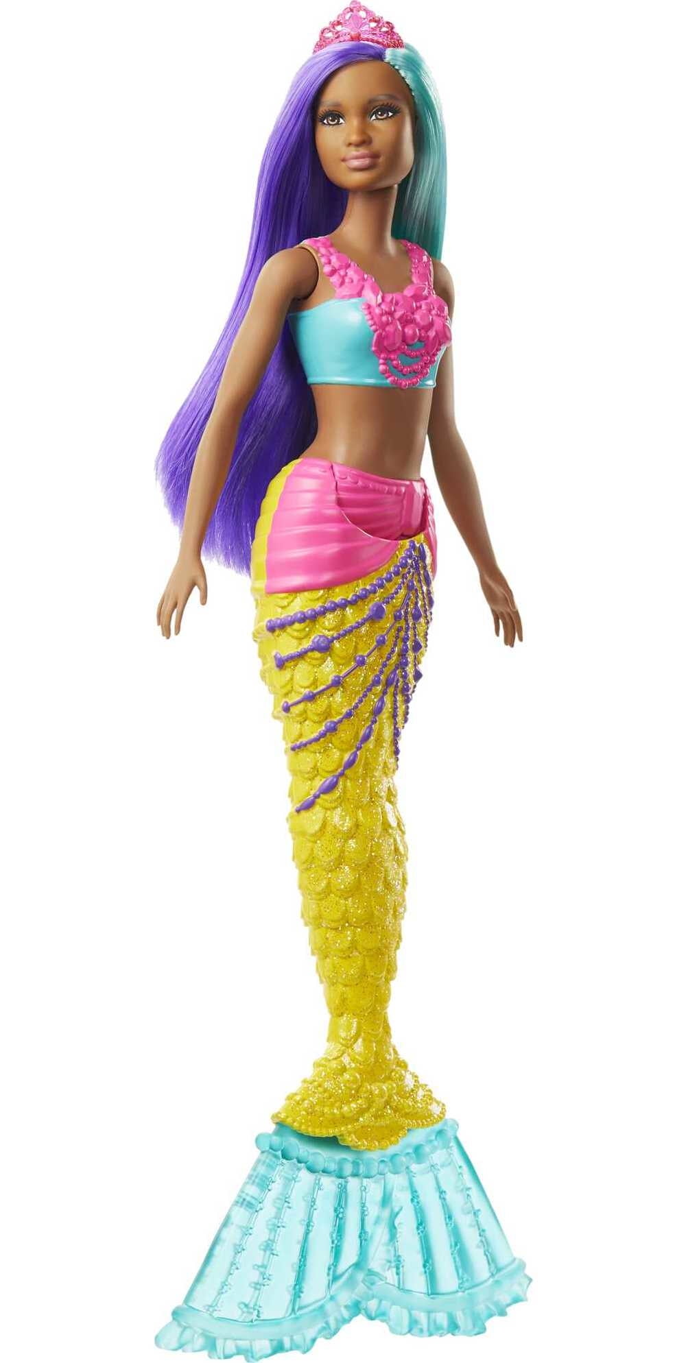 Buy Barbie Dreamtopia Mermaid Doll With Teal And Purple Hair Yellow Tail And Tiara Accessory Online