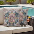 thumbnail image 2 of Outdoor Pillow Cover Boho Tribal Floral Pattern Set of 2 Waterproof Throw Pillowcases Vintage Ethnic Style Decorative Patio Furniture Pillows for Couch Garden Indoor & Outdoor Use, 2 of 9