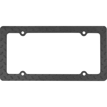 Auto Drive Universal Metal License Plate Frame - Black Diamond Plate