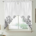 thumbnail image 6 of Wildflower Leaf Kitchen Window Curtains, Swag Curtains Valance for Bedroom Living Room Bathroom, Grey Floral Botanical White Watercolor Rod Pocket Window Curtain Block Drapes 2 Panels 36"x36", 6 of 8