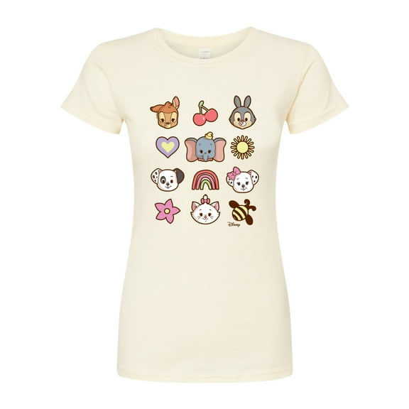 Disney Classics - Character Group With Icons - Juniors Fitted Graphic T-Shirt