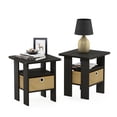 thumbnail image 5 of Furinno Andrey Side Table Set of 2, 2-Tier Black End Table, Open Shelf Night Stand with Storage Bin, Nightstand, for Living Room, Bedroom, Home Office, Black Espresso, 5 of 5