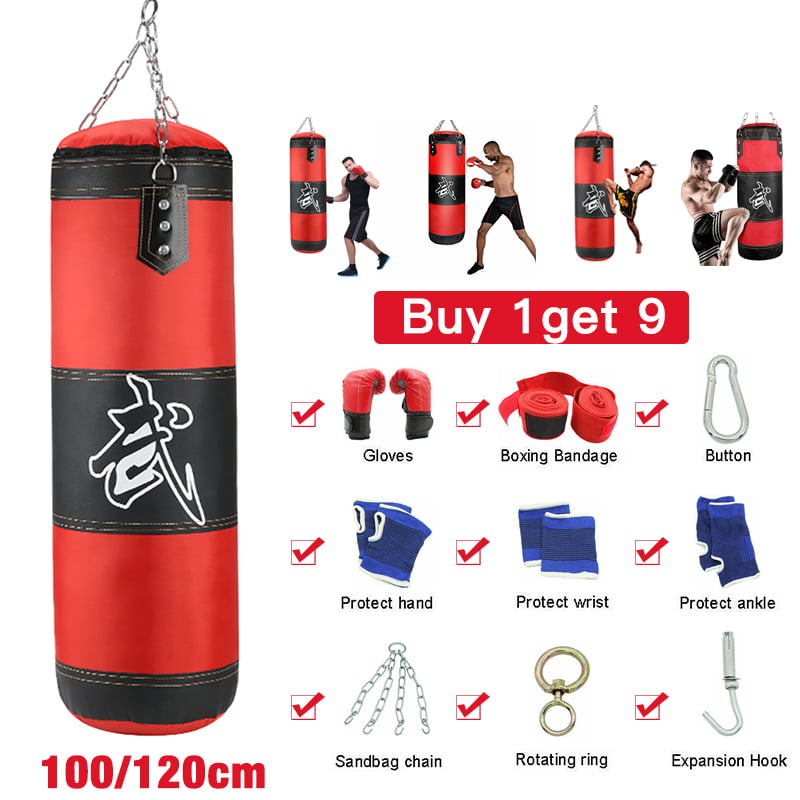 Professional Heavy Boxing Bag Gloves Set MMA Workout  Kicking Punching Training 