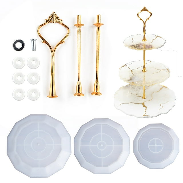 Coofit Cake Stand Mold Set DIY 3-layers Silicone Mold Casting Mold with Stand Fiiting