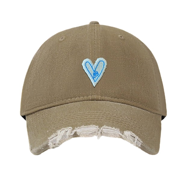 Gorra de béisbol con parte superior suave y ajustable con forma de corazón y agujero retro para mujer, de 54 a 60 cm de circunferencia, con ala ancha