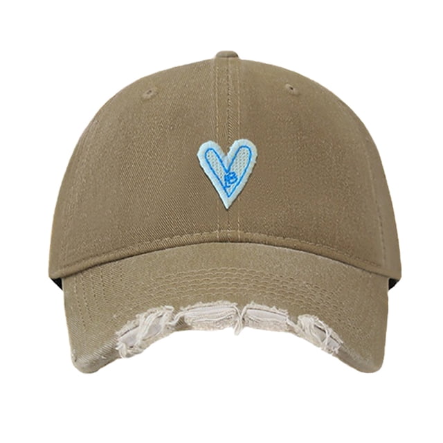 Gorra de béisbol con parte superior suave y ajustable con forma de corazón y agujero retro para mujer, de 54 a 60 cm de circunferencia, con ala ancha