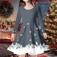 thumbnail image 2 of GBSYEWXS Christmas Girls Child Dress Long Sleeve Snowflake Print A-Line Festive Trendy Grey Dresses Size 4-5 T, 2 of 5