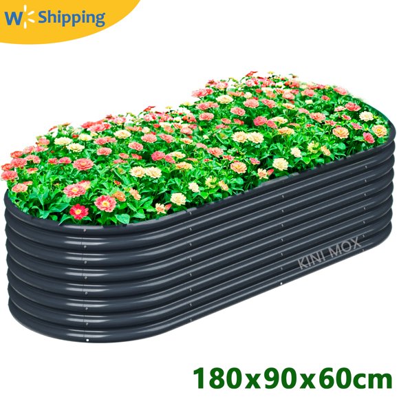 6x3x2FT Gray Raised Garden Beds Outdoor Galvanised Deep Root Planter Box for Planting Vegetables Flowers Herb, Anti-Rust & Easy-Setup