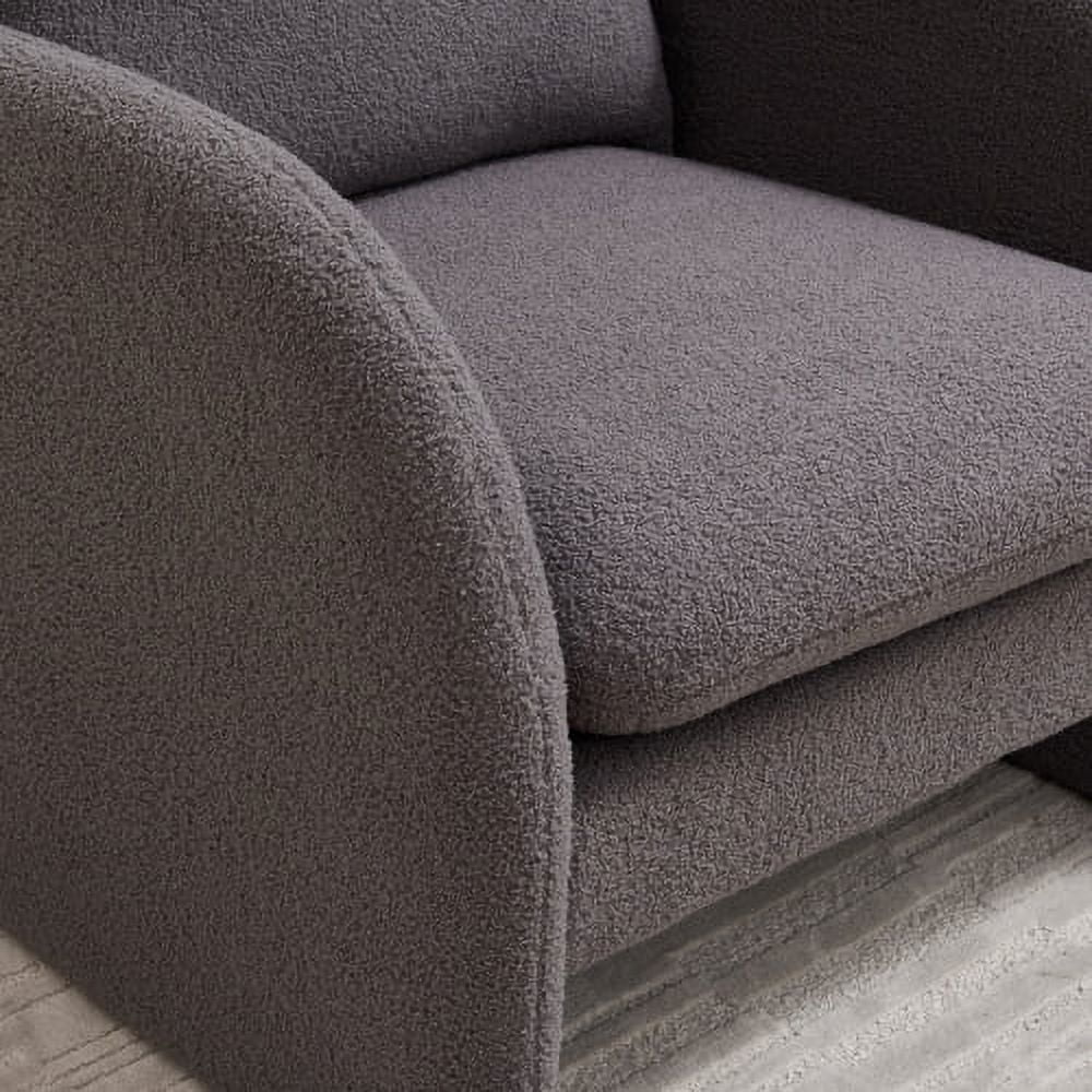 BSHTI Modern Sherpa Upholstered Accent Chair, Comfortable Living Room Armchair, Lounge chair for Bedroom, and Office–Stylish and Ergonomic Design,Gray