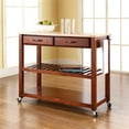 thumbnail image 2 of Crosley 2 Drawer Natural Wood Top Kitchen Cart in Cherry, 2 of 8