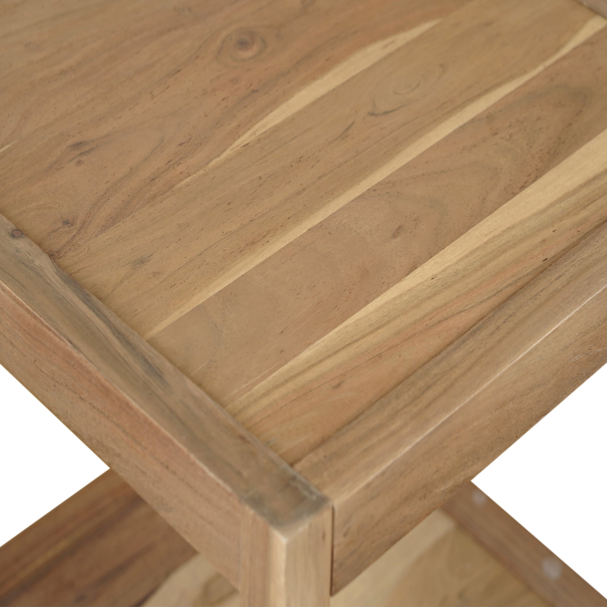 Ox Bay Serenity Wood Square Storage Side Table – Farmhouse Style with Raised Lip Edge, 22" x 22", Indoor Use