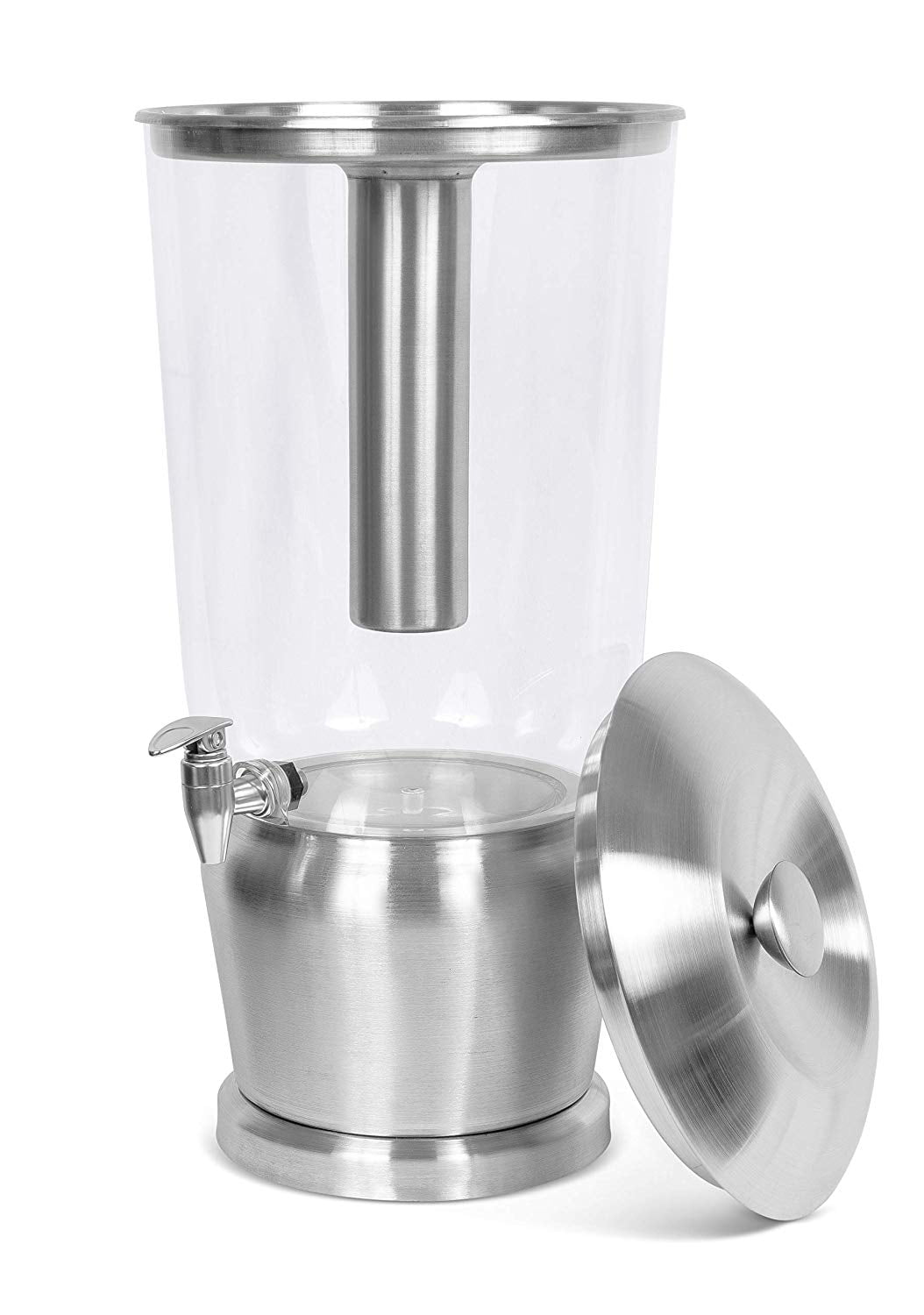 Prep & Savour 1.5 Gallon Hammered Glass Beverage Dispenser With Lid -  Stainless Steel Spigot - Decorative Round Jar For Drinks - Lemonade Sangria  Tea