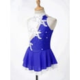 thumbnail image 2 of MSemis Kids Girls Sequins Floral Gymnastics Leotard Roller Figure Ice Skating Dress Blue&White 10, 2 of 6