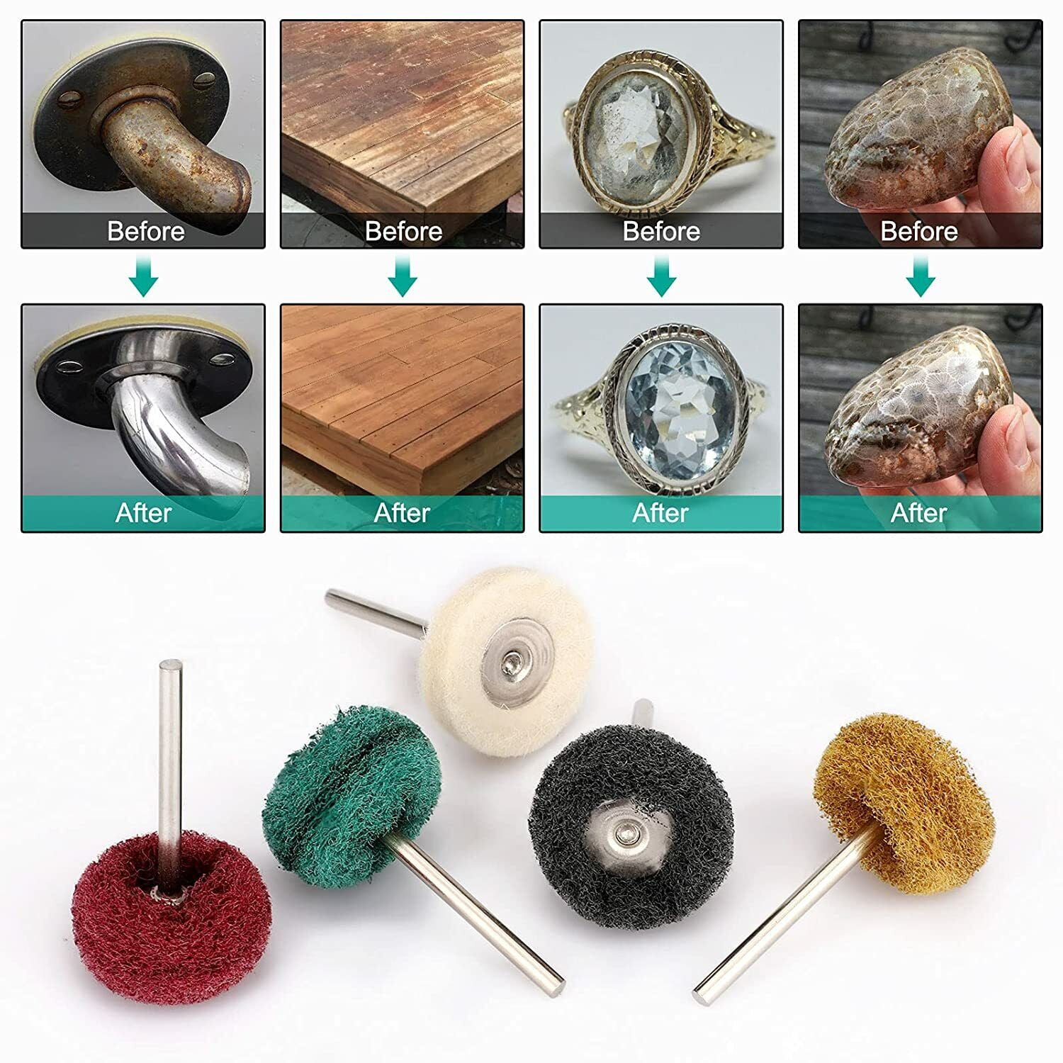 100x Rotary Metal Finishing Polishing Buffing Wheel Burr Kit Set for Dremel Tool