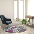 thumbnail image 7 of Flash Furniture Jubilee Round Contemporary Black, Grey, Purple Area Rug, 5' x 5', 7 of 7