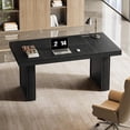 thumbnail image 5 of Finmind 63" Wood Grain Executive Desk, Large Office Computer Desk with Durable Legs, Thickened Desktop, Ideal for Workstation, Study or Conference Table, Black, 5 of 7
