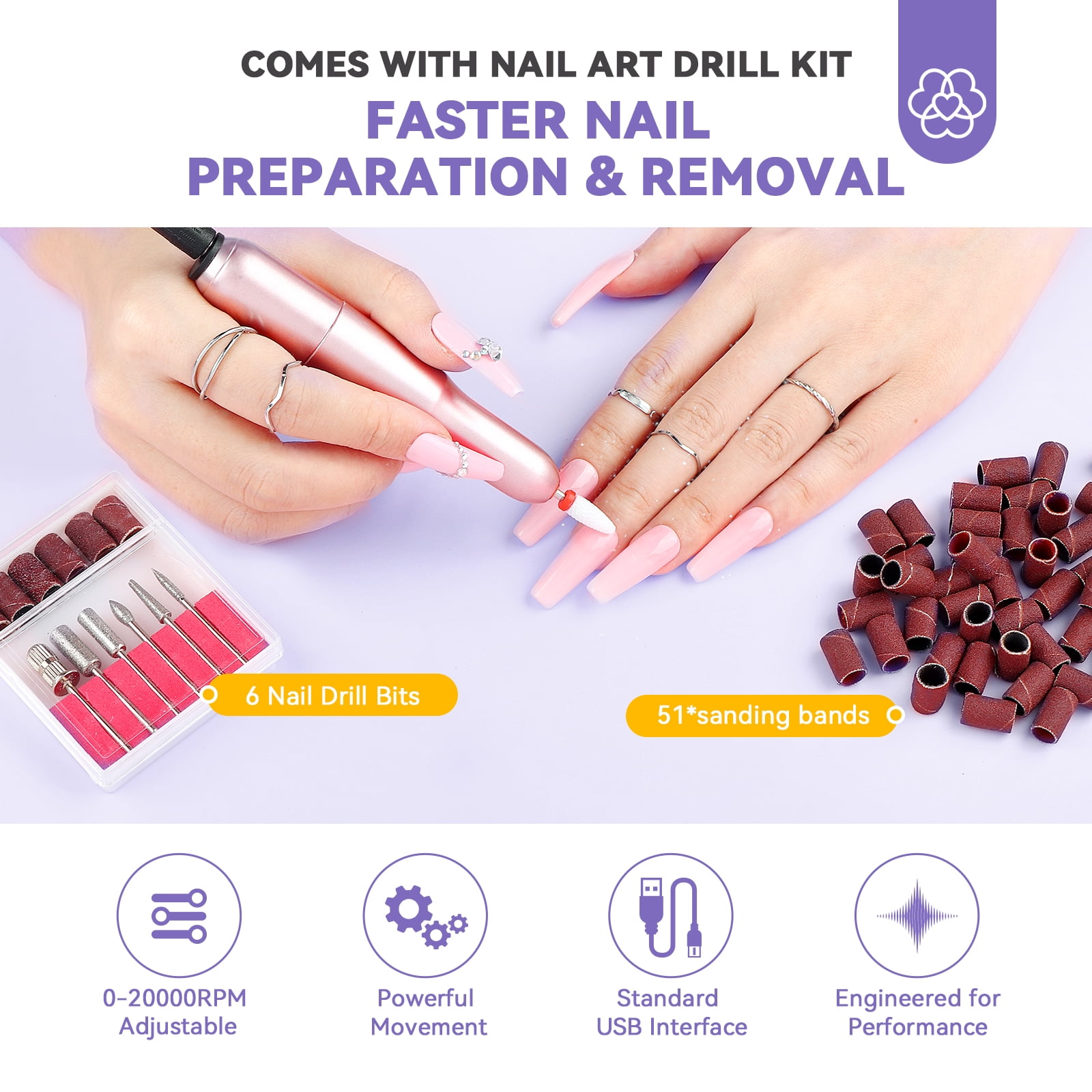 Saviland Gel X Nail Kit with Drill – Nails Tips and Glue Gel Kit with 4-in-1 Nail Glue Gel 500PCS Full Cover Short Coffin Nails Tips Nail Design Kit for Nail Extension