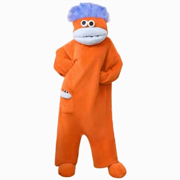 ZHANGDER Silly Big Mouth Monster Onesie, Cozy Plush Homewear, No Shoes Included, S-XL