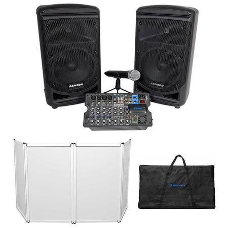 Samson Expedition XP800W 8" Portable PA DJ Speaker+Mixer+Wireless Mic+Facade