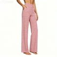 thumbnail image 6 of Women's Wide Leg Pants Gingham Plaid Casual High Waisted Cotton Blend Pants Comfy Summer Trousers with Pockets Black XL(XL), 6 of 6