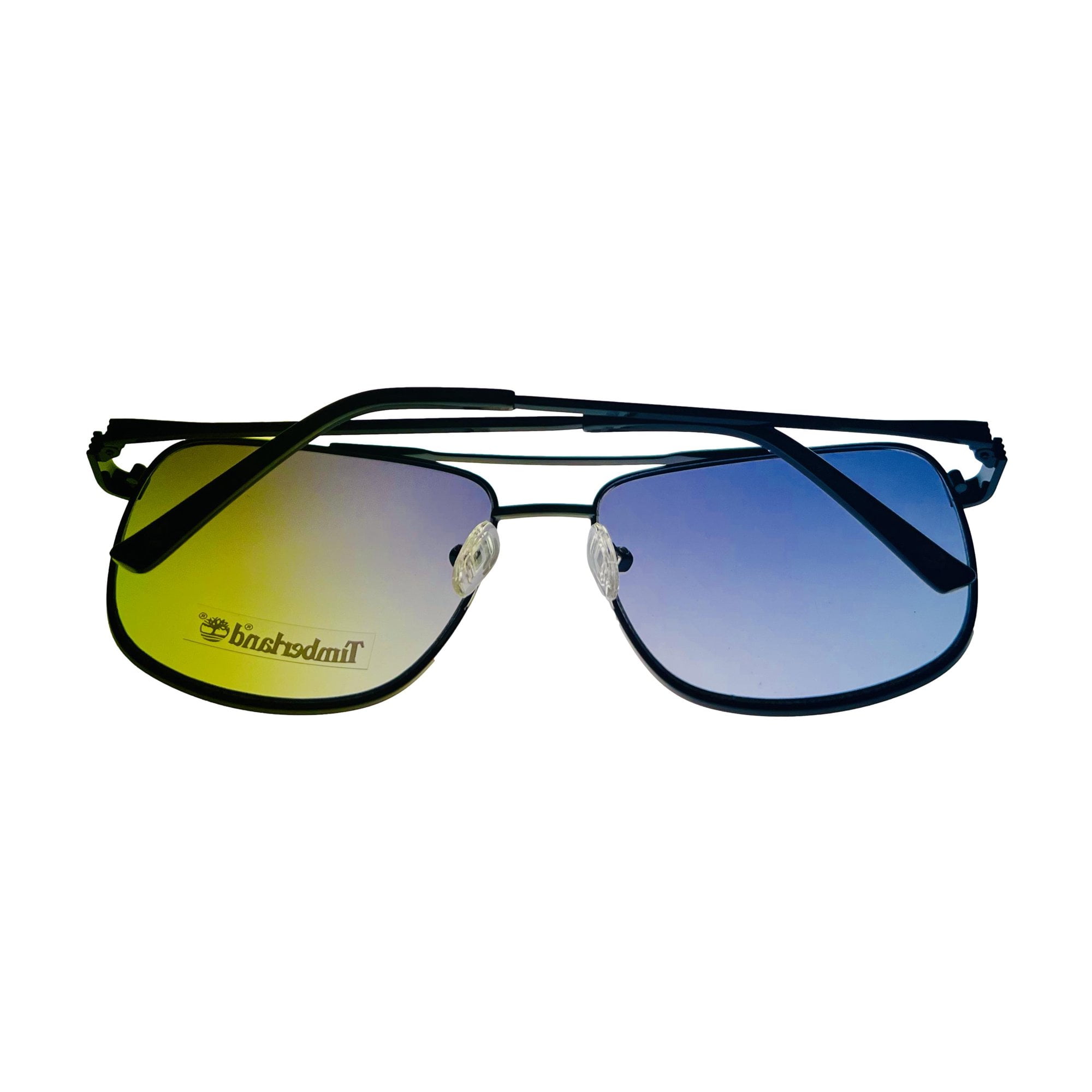 Timberland BLACK Men's Metal Rectangle Aviator Gradient Lens Sunglass