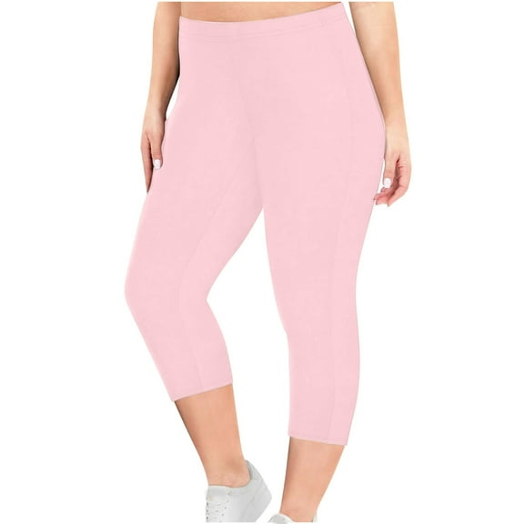 Jalioing Plus Size Leggings for Women High Waist Stretchy Crop Yoga Pants Casual Athletic Crop Leggings