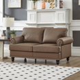 thumbnail image 6 of The Living Room 2+3 Seater Loveseat & Sofa in Modern Classic Design, Leather with Nails, Brown Imitation Cowhide, 6 of 11